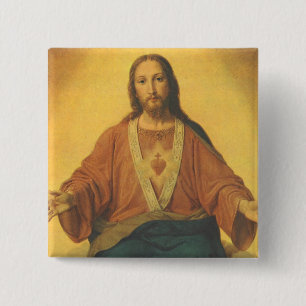 Chapa Cuadrada Religión Vintage, Sagrado Corazón de Jesucristo