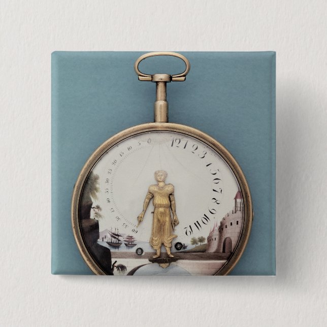 Chapa Cuadrada Reloj de bolsillo encajonado oro (Anverso)