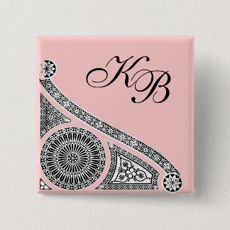 Chapa Cuadrada RENAISSANCE Monograma de arquitectura rosa blanco 