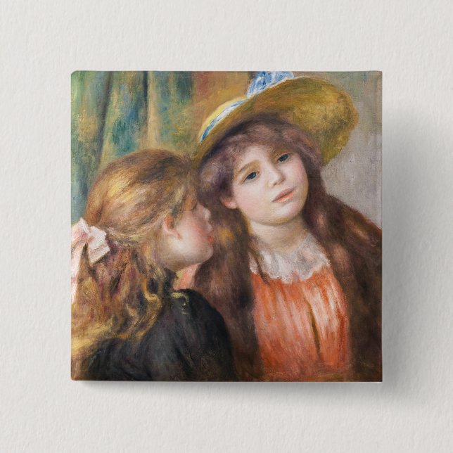 Chapa Cuadrada Renoir - Retrato de dos niñas pequeñas (Anverso)
