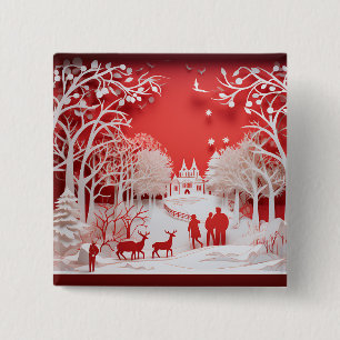 Chapa Cuadrada Renos 3D y personas en las aldeas