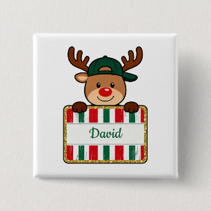 Chapa Cuadrada Renos de Navidad con nombre personalizado