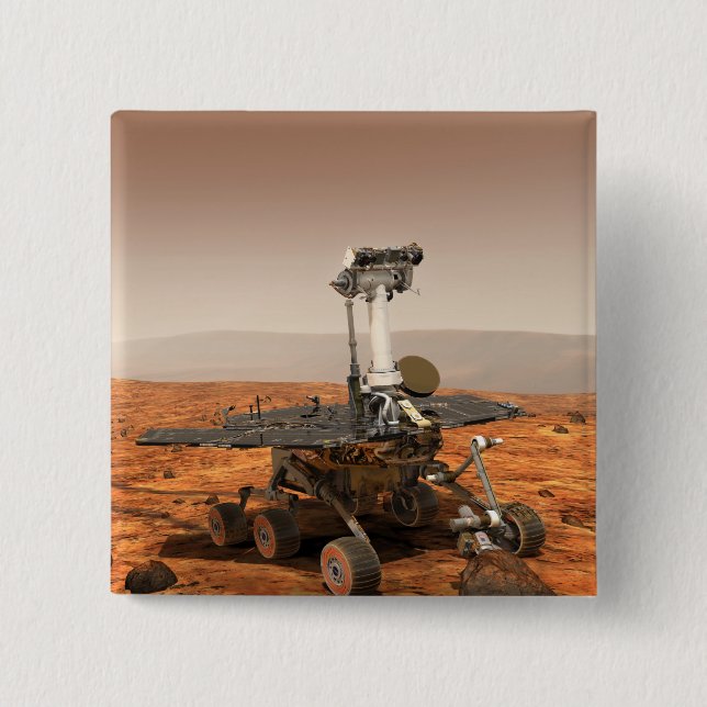 Chapa Cuadrada Representación de artistas de Mars Rover (Anverso)