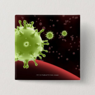 Chapa Cuadrada Representación ilustrada del coronavirus del SARS