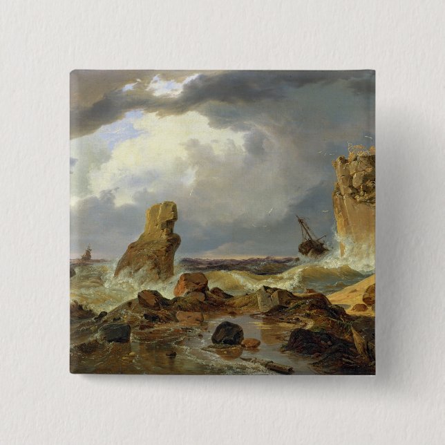 Chapa Cuadrada Resaca en una costa rocosa, 1835 (Anverso)