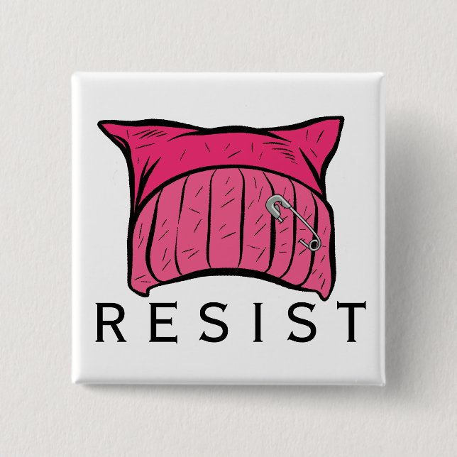 Chapa Cuadrada RESISTA - somos la resistencia - el gorra rosado (Anverso)