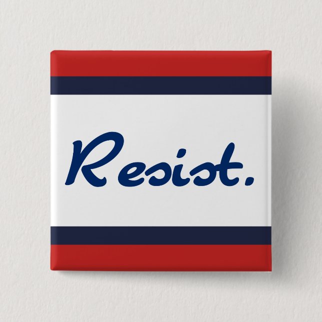 Chapa Cuadrada Resistir a la resistencia azul contra los demócrat (Anverso)