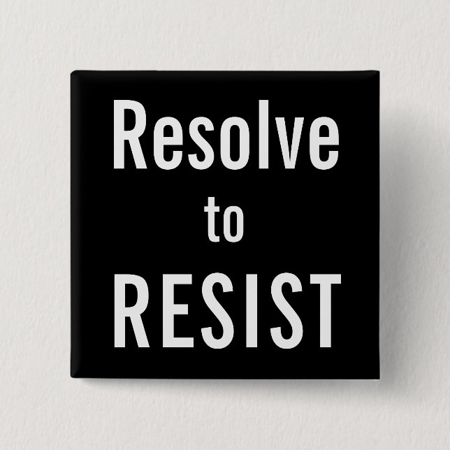 Chapa Cuadrada Resolver para RESISTIR, texto blanco sobre fondo n (Anverso)