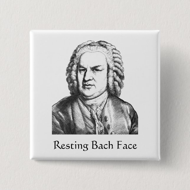 Chapa Cuadrada Resting Bach Face Classical Music Composer (Anverso)