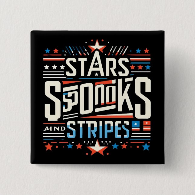 Chapa Cuadrada Resumen de la Americana: Estrellas, Libros y Rayas (Anverso)