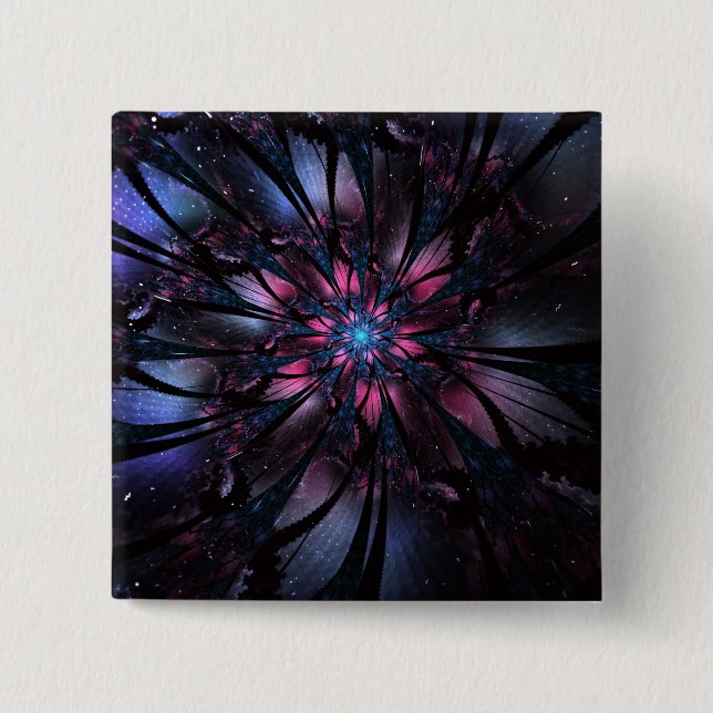 Chapa Cuadrada Resumen del diseño de flor fractal. (Anverso)