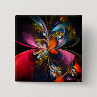 Chapa Cuadrada Resumen floral moderno Patrón azul rojo del arte #