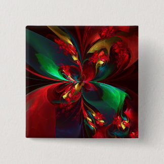 Chapa Cuadrada Resumen floral moderno Patrón verde rojo del arte