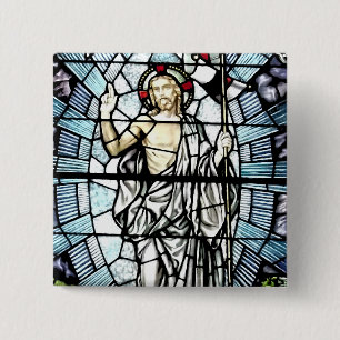 Chapa Cuadrada Resurrección del vitral de Jesús