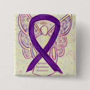 Chapa Cuadrada Retinitis Pigmentos Conciencia Angel Ribbon Art Pi