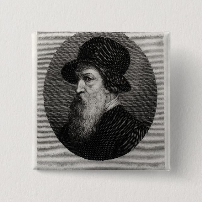 Chapa Cuadrada Retrato Benvenuto Cellini grabado cerca (Anverso)