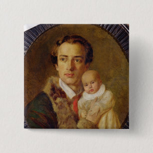 Chapa Cuadrada Retrato de Alexander Herzen con su hijo, 1840