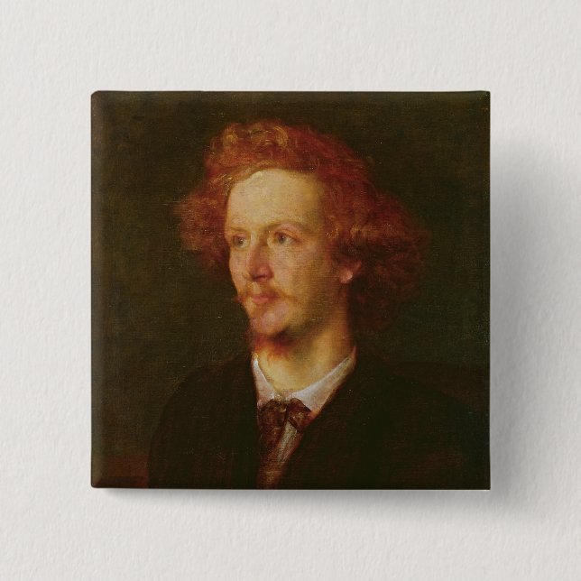 Chapa Cuadrada Retrato de Algernon Charles Swinburne 1867 (Anverso)