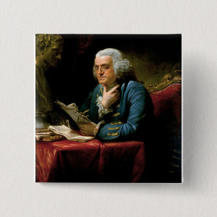 Chapa Cuadrada Retrato de Benjamin Franklin