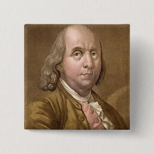 Chapa Cuadrada Retrato de Benjamin Franklin (1706-90), del 'Le