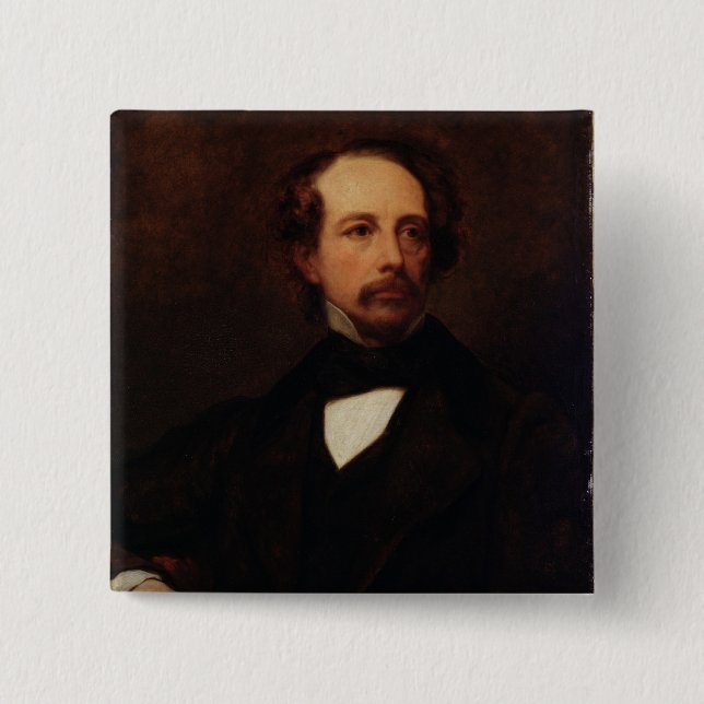 Chapa Cuadrada Retrato de Charles Dickens 1855 (Anverso)