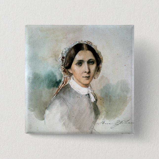 Chapa Cuadrada Retrato de Clara Schumann 1853 (Anverso)