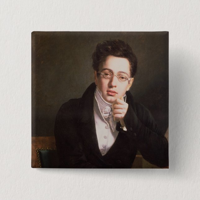 Chapa Cuadrada Retrato de Franz Schubert, compositor austríaco (Anverso)
