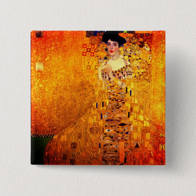 Chapa Cuadrada Retrato de Gustav Klimt de Adele Bloch Bauer (Anverso)