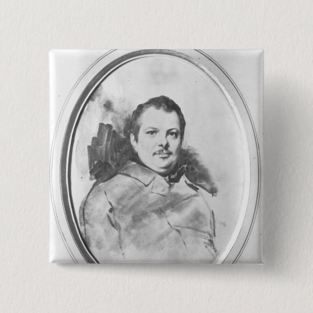 Chapa Cuadrada Retrato de Honore de Balzac c.1820 (Anverso)