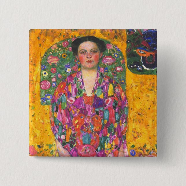 Chapa Cuadrada Retrato de Klimt de Eugenia Primavesi (Anverso)