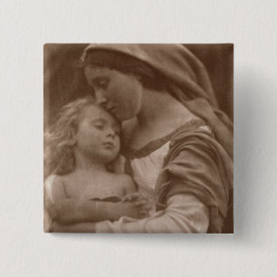Chapa Cuadrada Retrato de la madre y del niño (foto de la sepia)