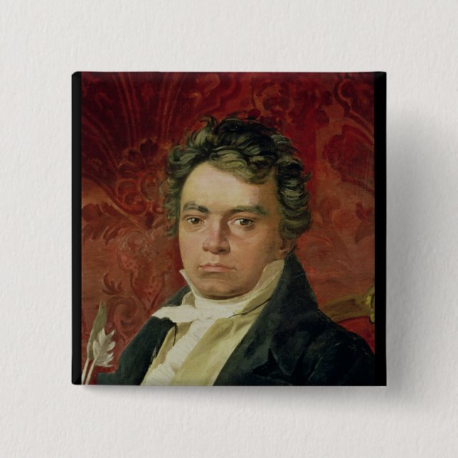 Chapa Cuadrada Retrato de Ludwig van Beethoven (Anverso)