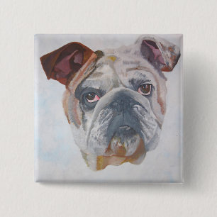 Chapa Cuadrada Retrato de Mascota artístico de Bulldog estadounid