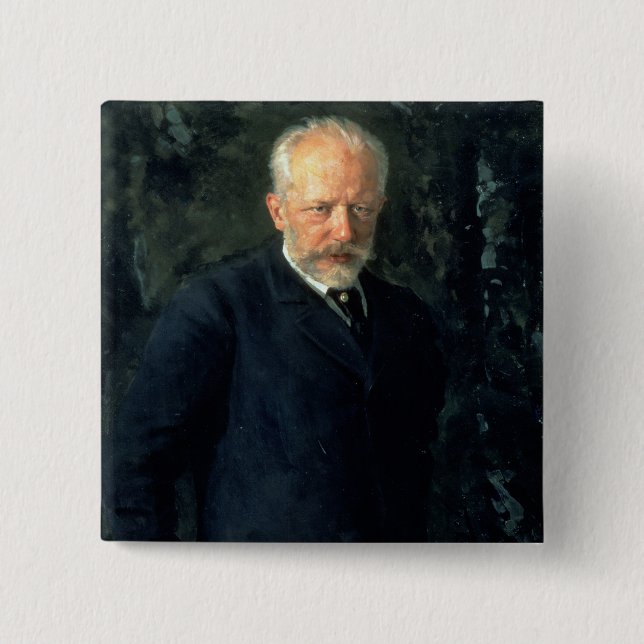 Chapa Cuadrada Retrato de Piotr Ilyich Tchaikovsky (Anverso)