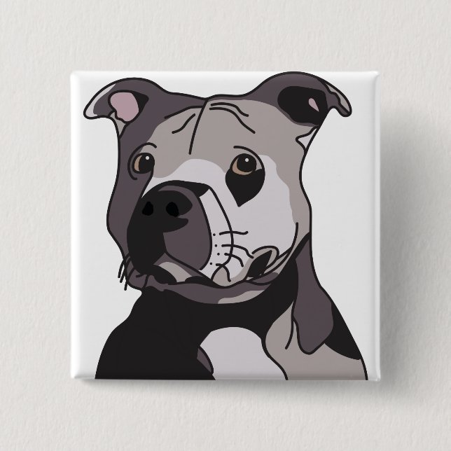 Chapa Cuadrada Retrato de "Pit Bull Terrier", Bulldog americano d (Anverso)