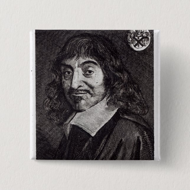 Chapa Cuadrada Retrato de Rene Descartes (Anverso)