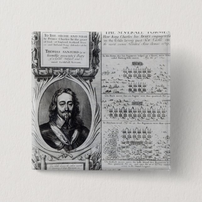 Chapa Cuadrada Retrato de rey Charles I con los diagramas (Anverso)