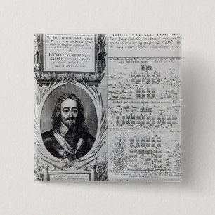 Chapa Cuadrada Retrato de rey Charles I con los diagramas