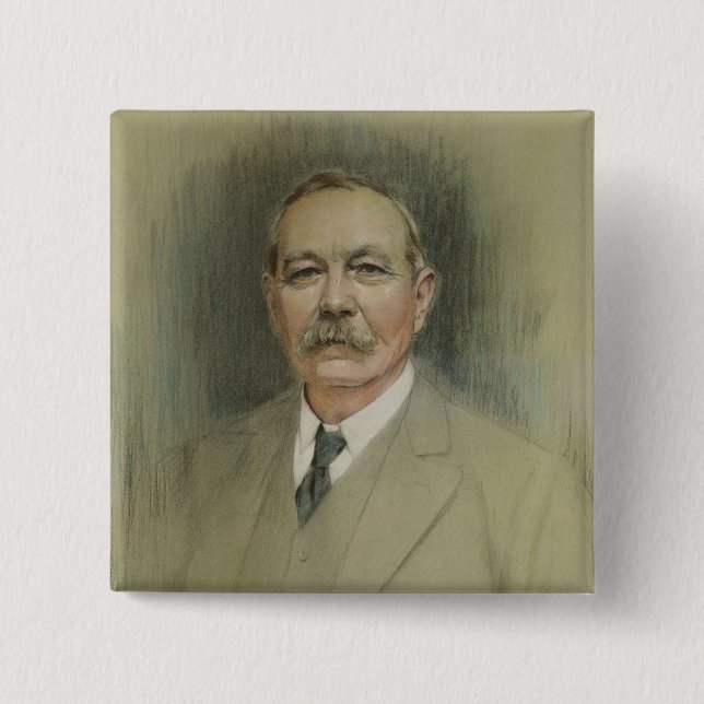 Chapa Cuadrada Retrato de sir Arthur Conan Doyle (Anverso)