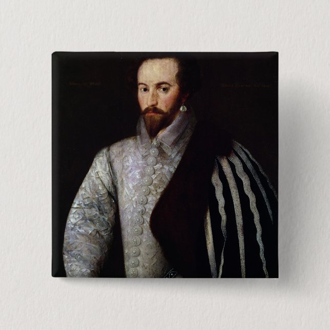 Chapa Cuadrada Retrato de sir Walter Raleigh 1588 (Anverso)