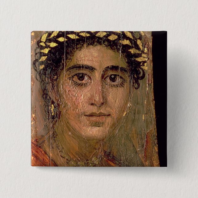 Chapa Cuadrada Retrato de una mujer, de Fayum, Romano-Egipcio, (Anverso)