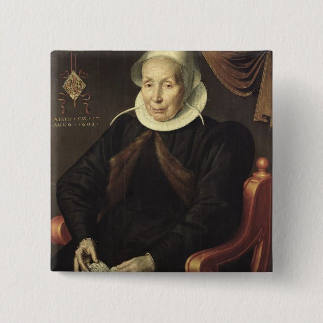 Chapa Cuadrada Retrato de una mujer mayor, 1603 (Anverso)