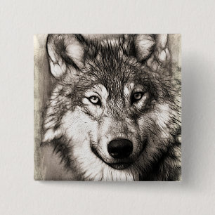 Chapa Cuadrada Retrato del lobo