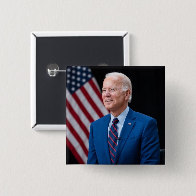 Chapa Cuadrada Retrato del presidente estadounidense Joe Biden 20 (Anverso y reverso)