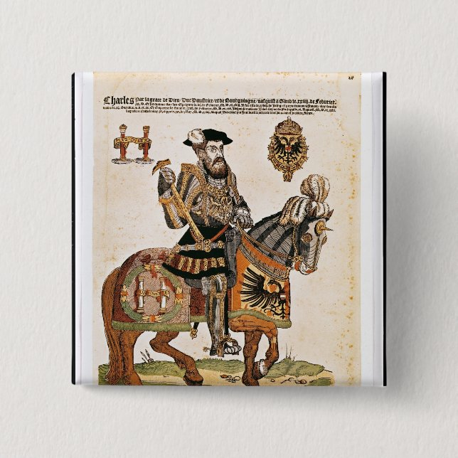 Chapa Cuadrada Retrato ecuestre de Charles V en armadura (Anverso)