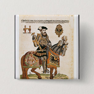 Chapa Cuadrada Retrato ecuestre de Charles V en armadura