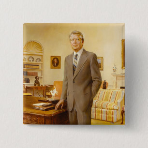 Chapa Cuadrada Retrato presidencial de James Carter en la Casa Bl