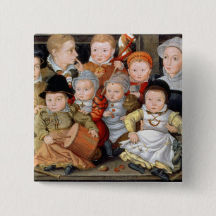 Chapa Cuadrada Retrato T33337 de una madre con su childre ocho