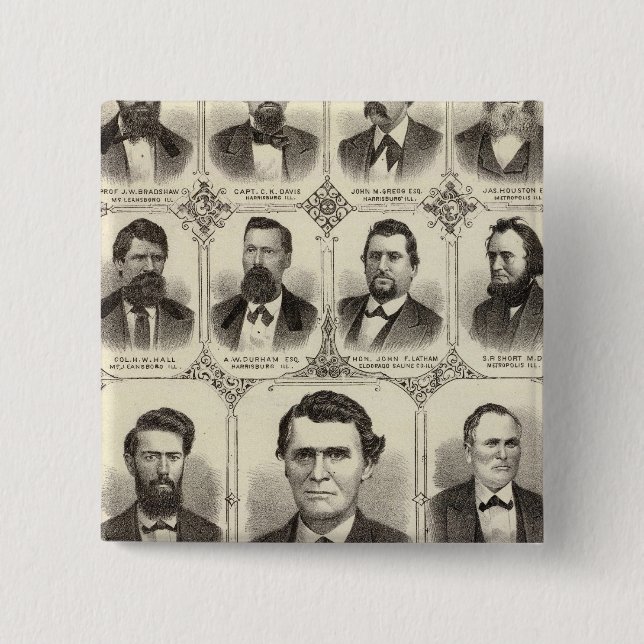 Chapa Cuadrada Retratos de John C Hall y Prof. JW Bradshaw (Anverso)