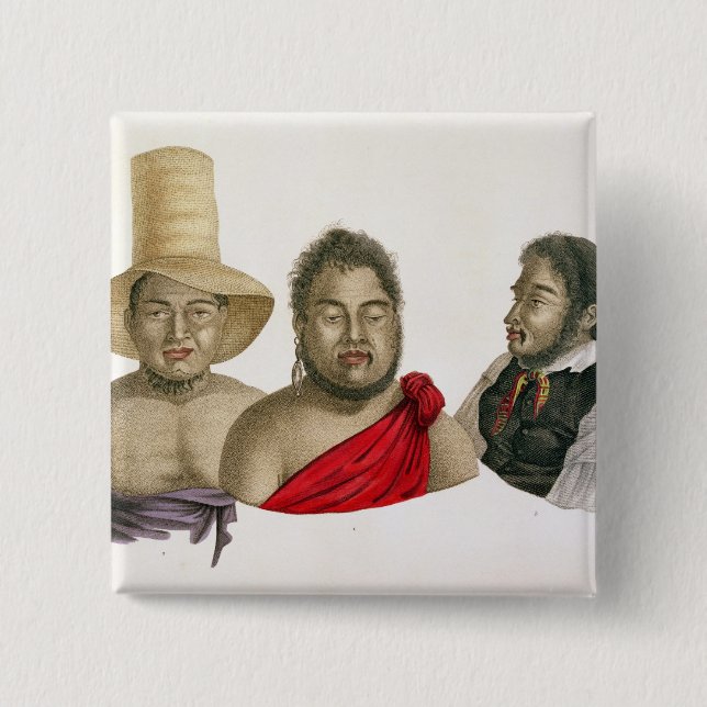 Chapa Cuadrada Retratos de los jefes de las islas de bocadillo, (Anverso)